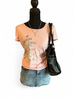 Women’s Casual Pink Graphic Tee - American Living, Size Small